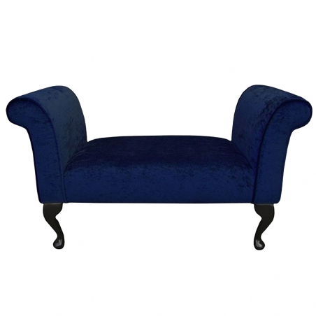 41" Standard Window Seat Settle in a Pastiche Crush Plain Navy Chenille Fabric