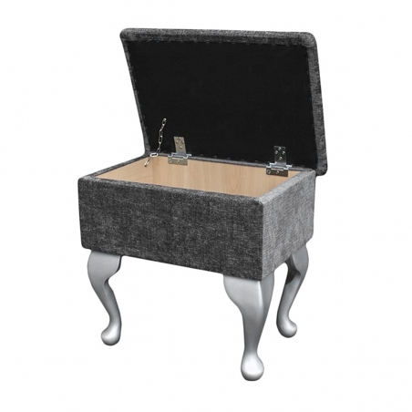 Small Dressing Table Stool in a Carlton Silver Fabric