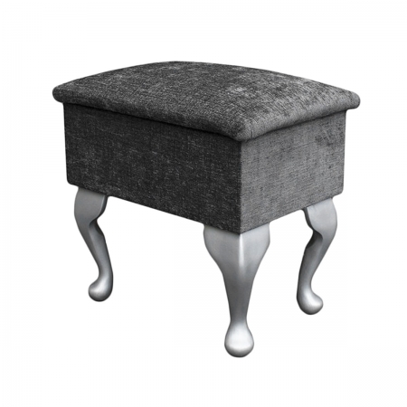 Small Dressing Table Stool in a Carlton Silver Fabric