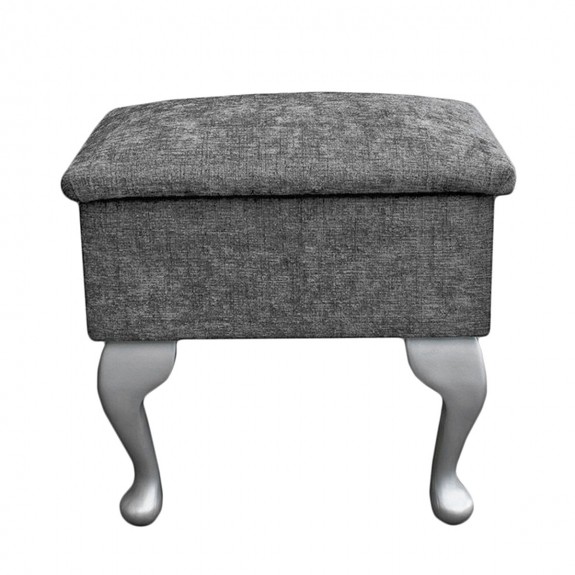 Small Dressing Table Stool in a Carlton Silver Fabric