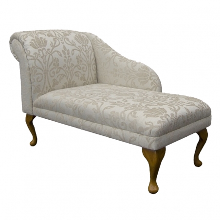 45" Medium Chaise Longue in a Woburn Medallion Beige Chenille Fabric