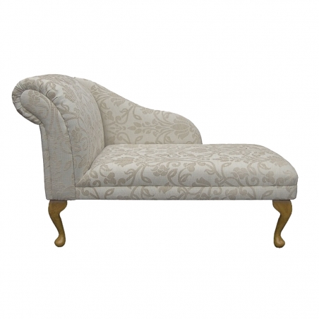 45" Medium Chaise Longue in a Woburn Medallion Beige Chenille Fabric