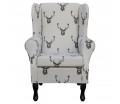 Standard Wingback Fireside Westoe Chair in a Designer Stag Charcoal Fabric