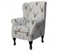 Standard Wingback Fireside Westoe Chair in a Designer Stag Charcoal Fabric