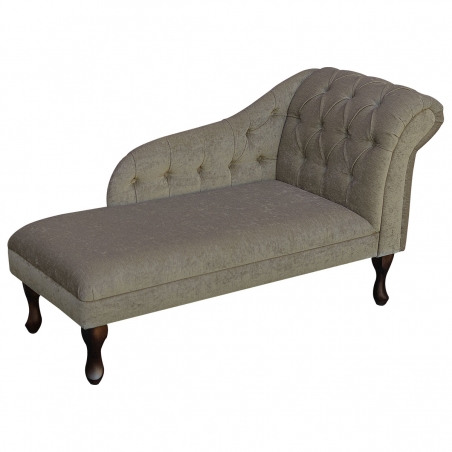 52" Medium Buttoned Chaise Longue in a Pimlico Crush Mink Fabric