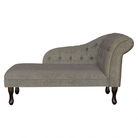 52" Medium Buttoned Chaise Longue in a Pimlico Crush Mink Fabric