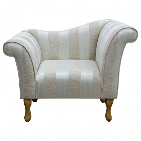 Designer Chaise Chair in an Woburn Beige Striped Chenille Fabric