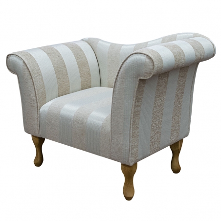 Designer Chaise Chair in an Woburn Beige Striped Chenille Fabric