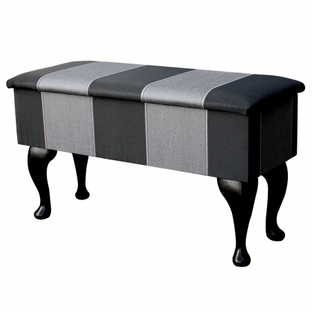 Medium Dressing Table Storage Stool in a Flatweave Broad Stripe Noir Fabric