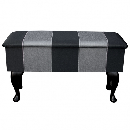 Medium Dressing Table Storage Stool in a Flatweave Broad Stripe Noir Fabric