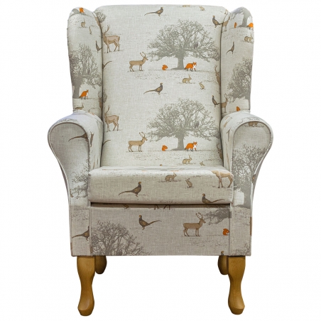 Standard Wingback Fireside Westoe Chair in a Tatton Autumn Fabric