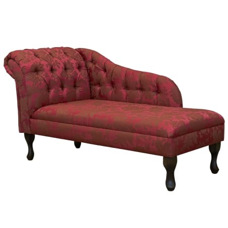 56" Medium Buttoned Chaise Longue in a Damask Floral...