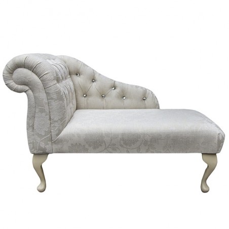 41" Buttoned Mini Chaise Longue in a Woburn Floral Oyster Fabric