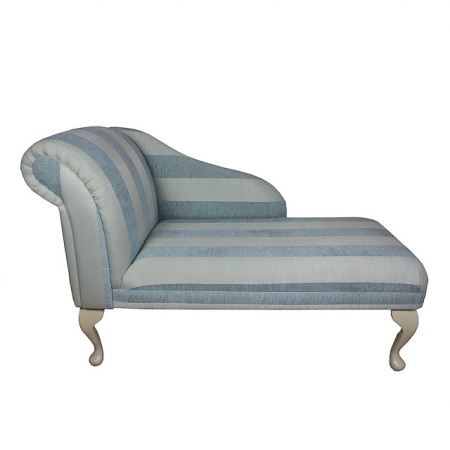 45" Chaise Longue in a Blue Stripe Chenille Fabric - 17061