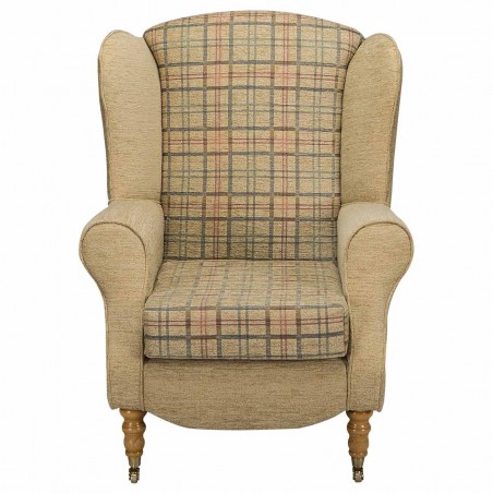 Duchess Wingback Armchair in a Maida Vale Plaid Gold Fabric