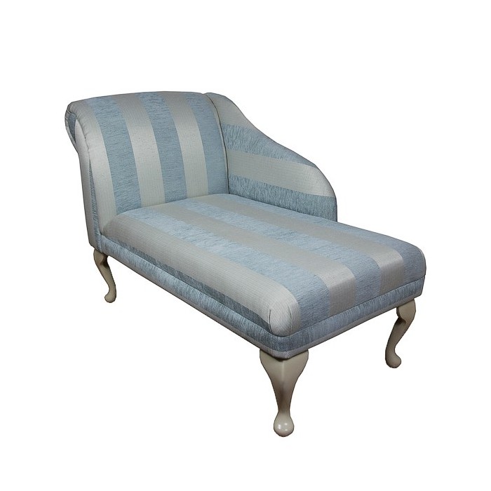 45" Chaise Longue in a Blue Stripe Chenille Fabric - 17061