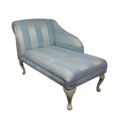 45" Chaise Longue in a Blue Stripe Chenille Fabric - 17061