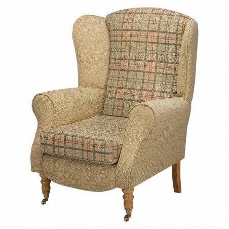 Duchess Wingback Armchair in a Maida Vale Plaid Gold Fabric