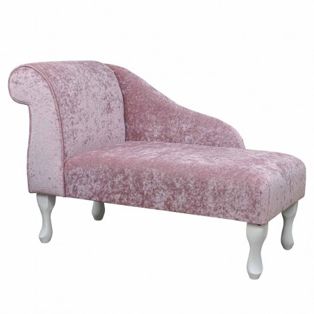 pink chaise lounge in crushed velvet