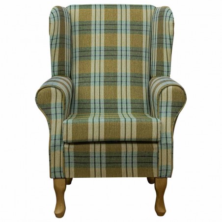 Standard Wingback Fireside Westoe Chair in a Kintyre Pampas Tartan Fabric