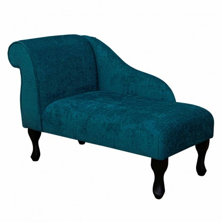 41" Mini Chaise Longue in Carlton Teal Chenille Fabric