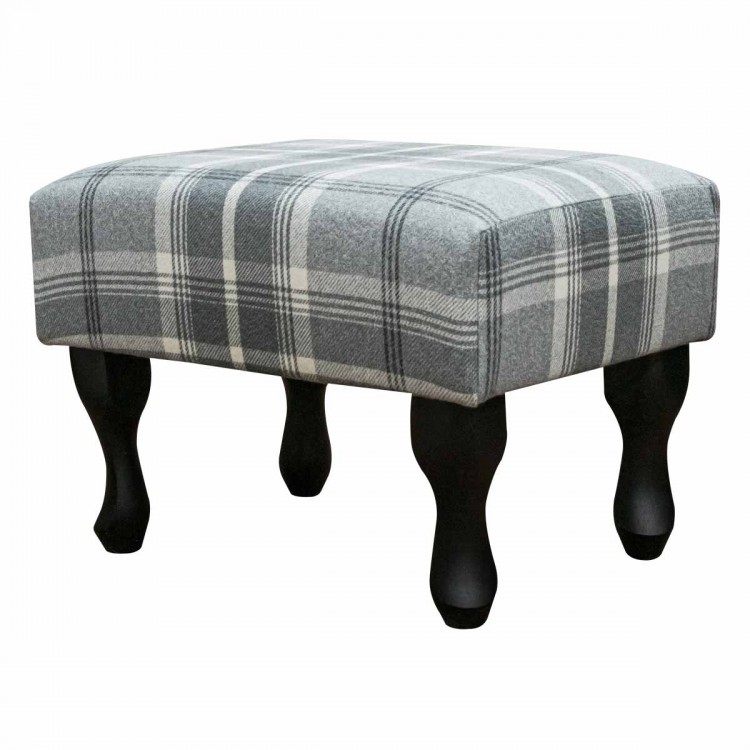 small footstool in grey tartan small footstool in grey tartan