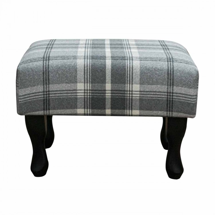 small footstool in grey tartan small footstool in grey tartan