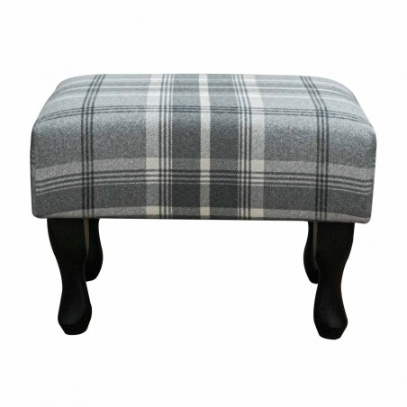small footstool in grey tartan