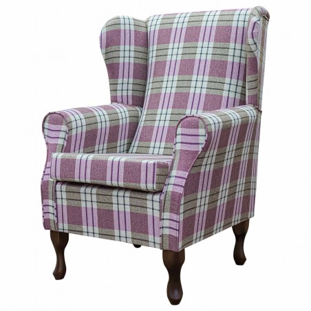 Medium Wingback Fireside Westoe Chair in a Kintyre Heather Tartan Fabric