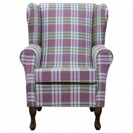 Medium Wingback Fireside Westoe Chair in a Kintyre Heather Tartan Fabric