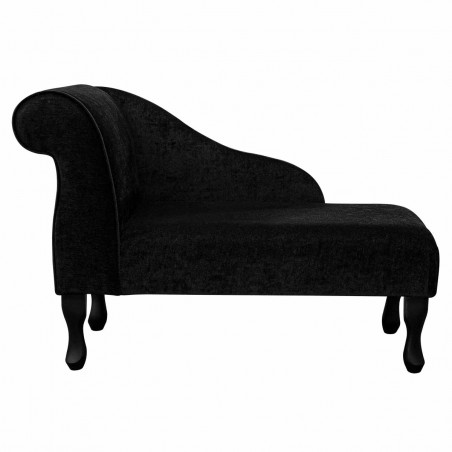 41" Mini Chaise Longue in a Plush Black Fabric