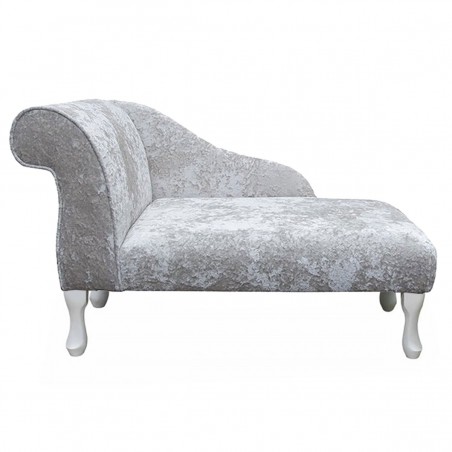 LUXE 41" Mini Chaise Longue in a Lustro Metallic Chalk Fabric