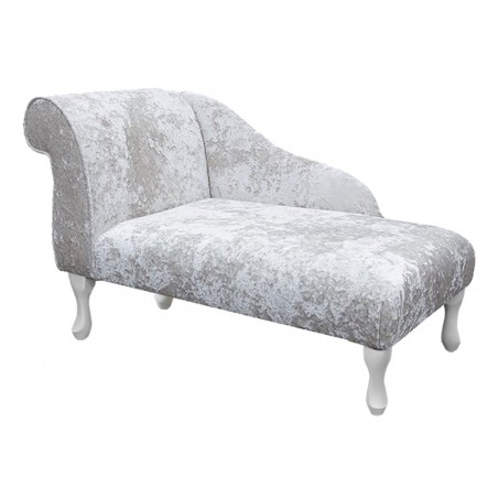 LUXE 41" Mini Chaise Longue in a Lustro Metallic Chalk Fabric