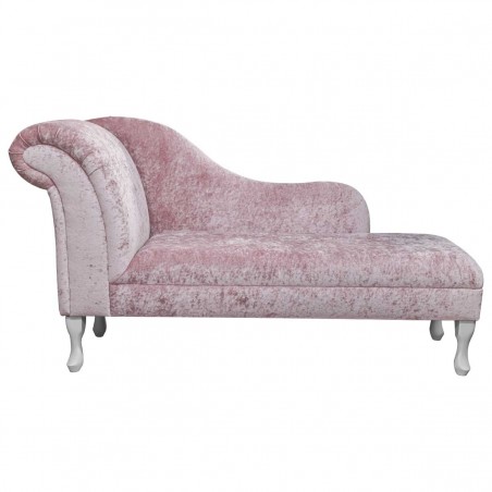 60" Large Chaise Longue in a Pastiche Crush Blush Pink Fabric