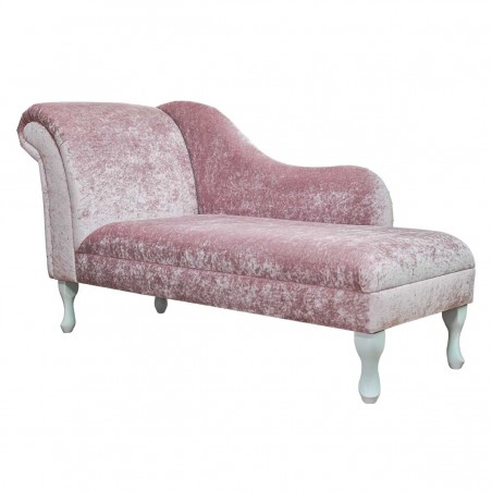 60" Large Chaise Longue in a Pastiche Crush Blush Pink Fabric