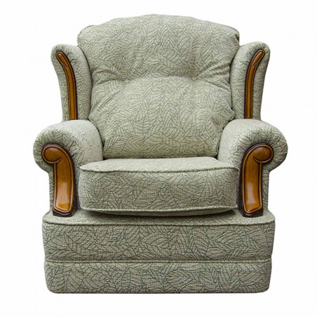 Verona Chair in a Portobello Leaf Evergreen Fabric With Oak Coloured Mouldings