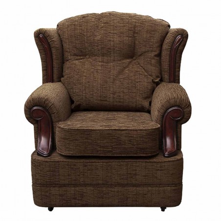 Verona Chair in a Portobello Stria Cocoa Fabric With Oak Coloured Mouldings