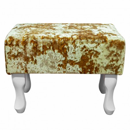 LUXE Small Footstool in a Lustro Metallic Gilded Chenille Fabric