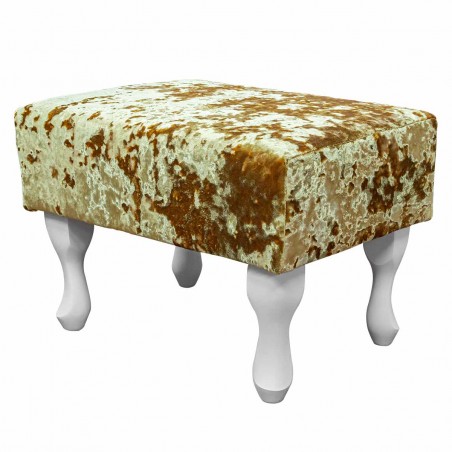 LUXE Small Footstool in a Lustro Metallic Gilded Chenille Fabric