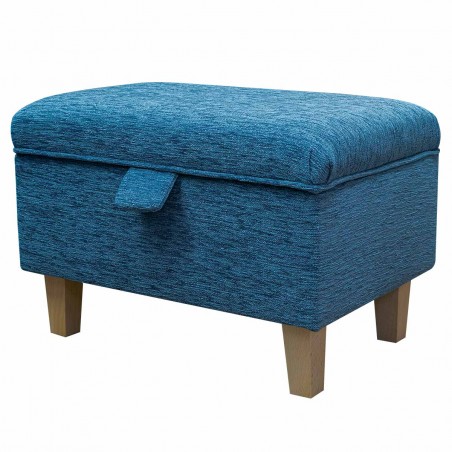 blue chenille footstool