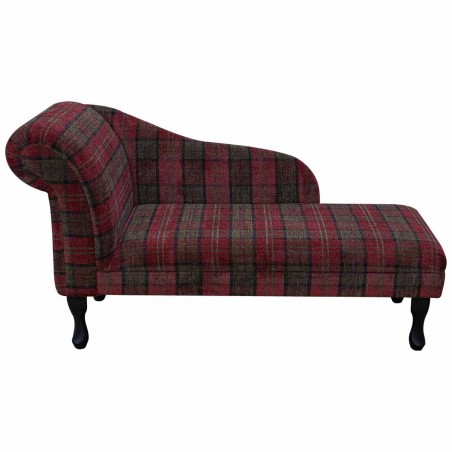 LUXE 52" Medium Chaise Longue in a Red Lana Tartan Fabric