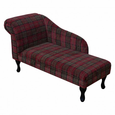 LUXE 52" Medium Chaise Longue in a Red Lana Tartan Fabric