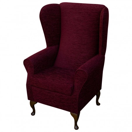 Large High Back Chair in a Portobello Boucle Claret Fabric