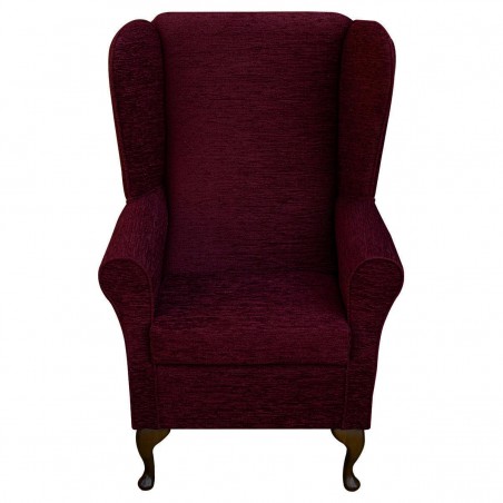 Large High Back Chair in a Portobello Boucle Claret Fabric