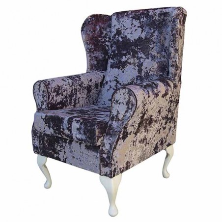 LUXE Standard Wingback Fireside Westoe Chair in a Lustro Lavender Fabric