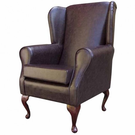 Standard Wingback Fireside Westoe Chair in a Memphis Chestnut Faux Leather