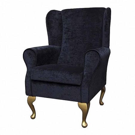 Standard Wingback Fireside Westoe Chair in a Pastiche Plain Black Fabric