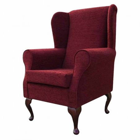 Standard Wingback Fireside Westoe Chair in a Portobello Boucle Claret Fabric