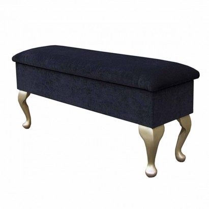Large Dressing Table Storage Stool in a Plush Black...