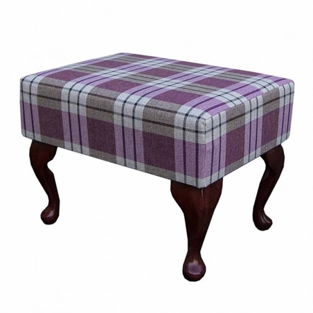 Small Footstool in a Kintyre Heather Tartan Fabric